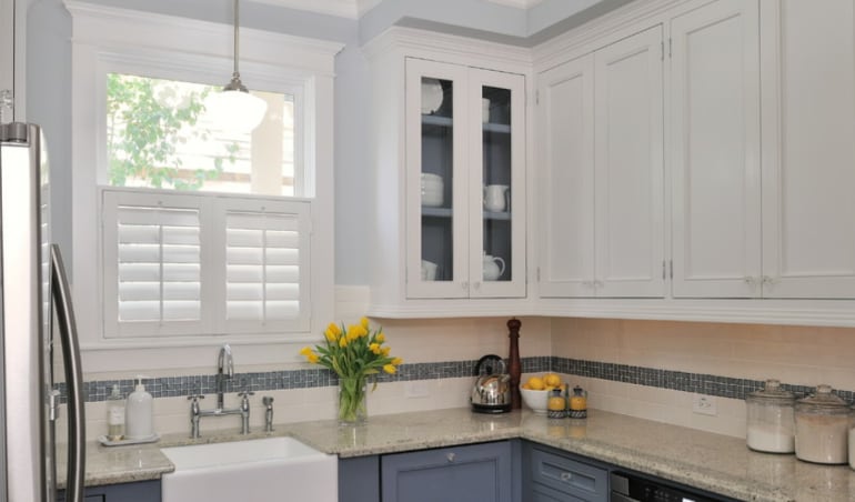 Polywood shutters in a San Diego kitchen.